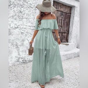 Ruffled off the shoulder dress